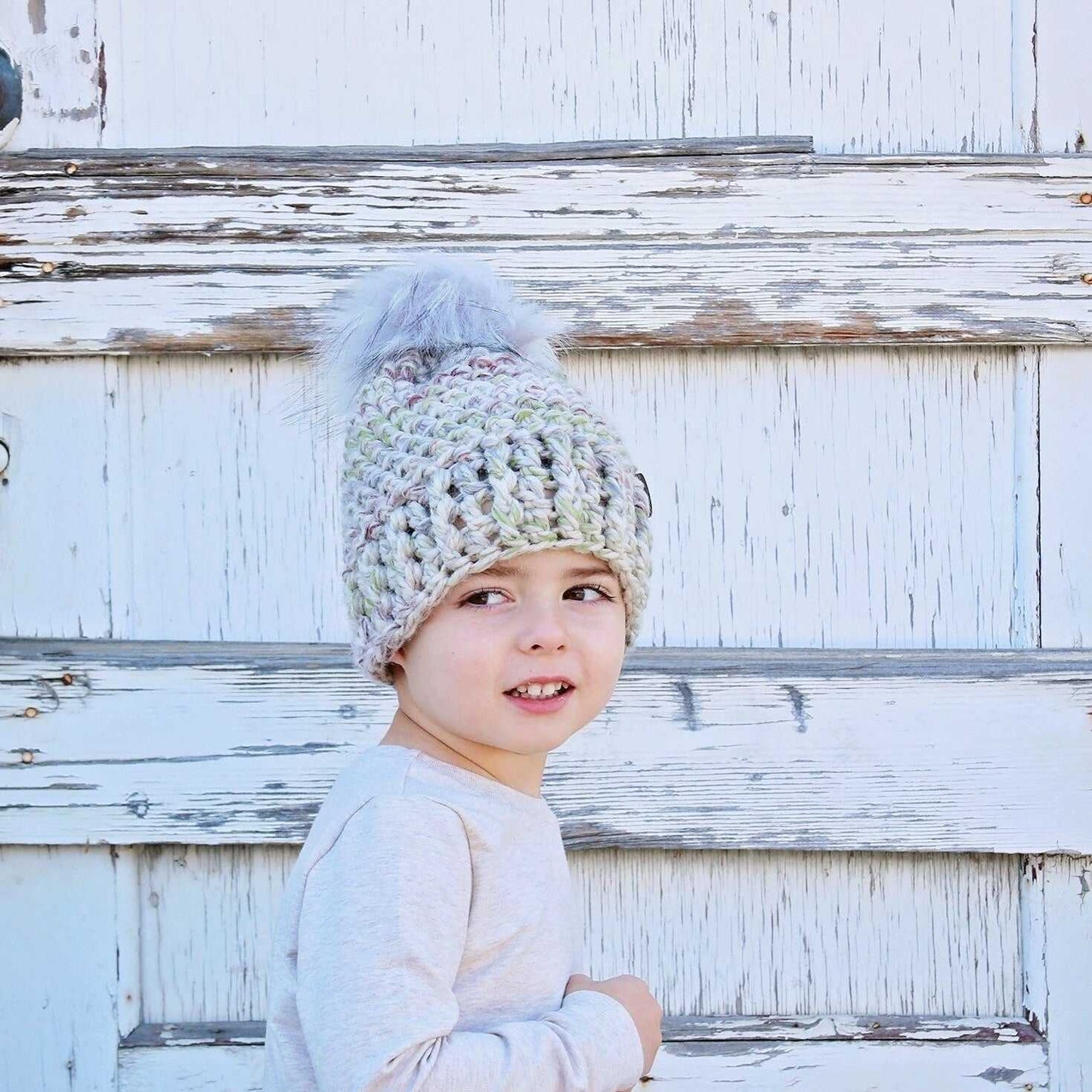 Classic | Camo Chunky Crochet Hat | Removable Pom Pom Hats 35 $ Buttons & Beans Co.