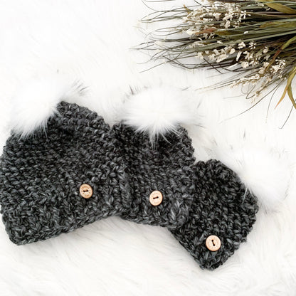 Classic Pick your Colour | Newborn to Adult Chunky Crochet Hat | Removable Faux Fur Pompom