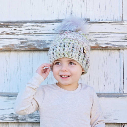 Classic | Silver Grey Chunky Crochet Hat | Removable Pompom Hats 45 $ Buttons & Beans Co.