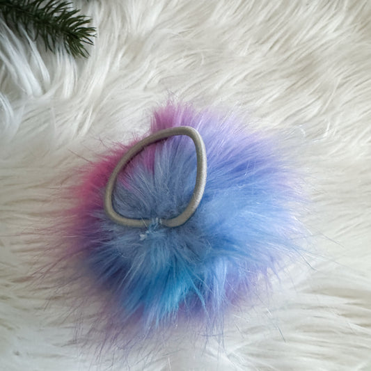 Faux Fur Pompom Hair Tie | Cotton Candy