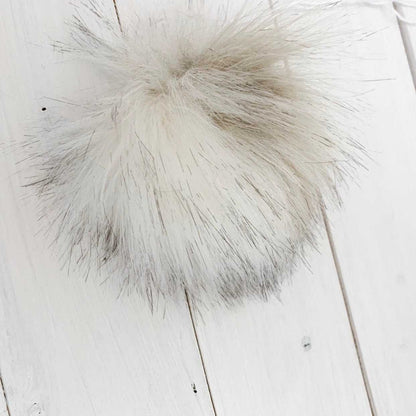 Coyote Luxury Faux Fur pompom | Brown and Cream | Snap, Tie or Button Pom Poms 8 $ Buttons & Beans Co.
