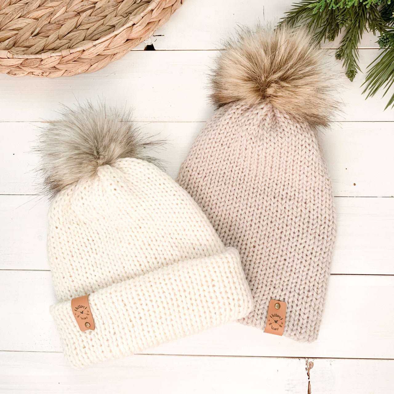 Cozy AF | Rainforest Teal Double Brim Knit Minimalist Slouchy Hat | Removable Pompom Hats 35 $ Buttons & Beans Co.