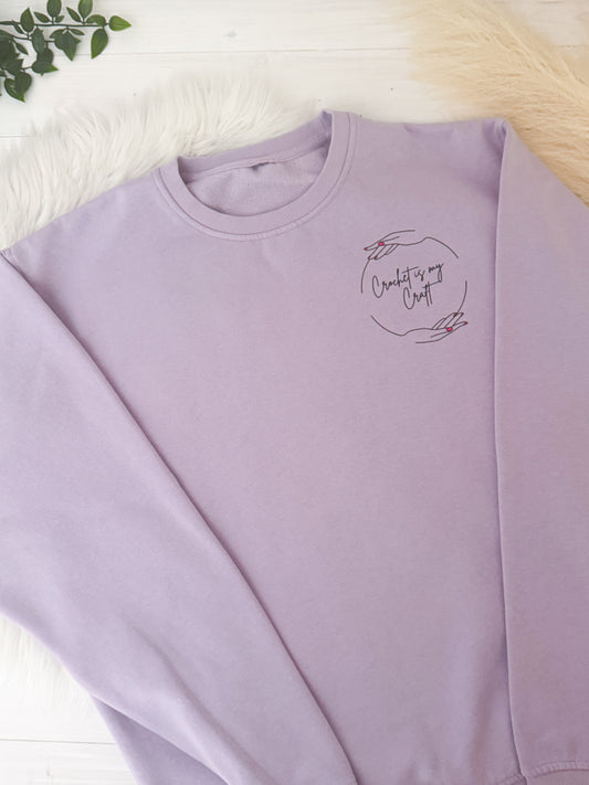 Crochet is my Craft Crew Neck Sweatshirt, Crocheter Apparel, Yarn and Fibre Enthusiast Gift, Crochet Humour Clothing