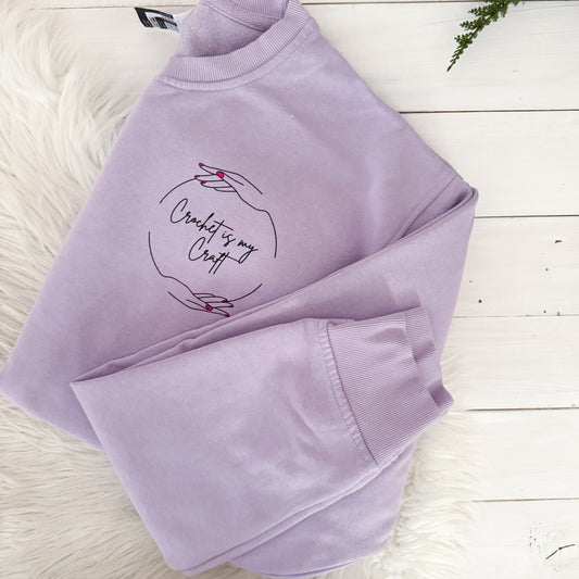 Crochet is my Craft Crew Neck Sweatshirt, Crocheter Apparel, Yarn and Fibre Enthusiast Gift, Crochet Humour Clothing
