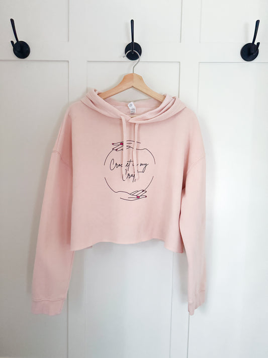 Crochet is my Craft Cropped Hoodie Sweatshirt, Crocheter Apparel, Yarn and Fibre Enthusiast Gift, Crochet Humour Clothing