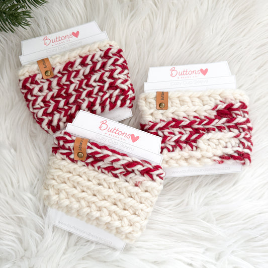 Crochet Cup Cozy | Beverage Sleeve | Candy Cane