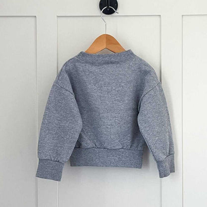 Cute Kawaii Unisex Grey Sweater, Gingerbread Sweatshirt, Christmas Top Kids > Shirts & Tops > Sweatshirts & Hoodies 18 $ Buttons & Beans Co.