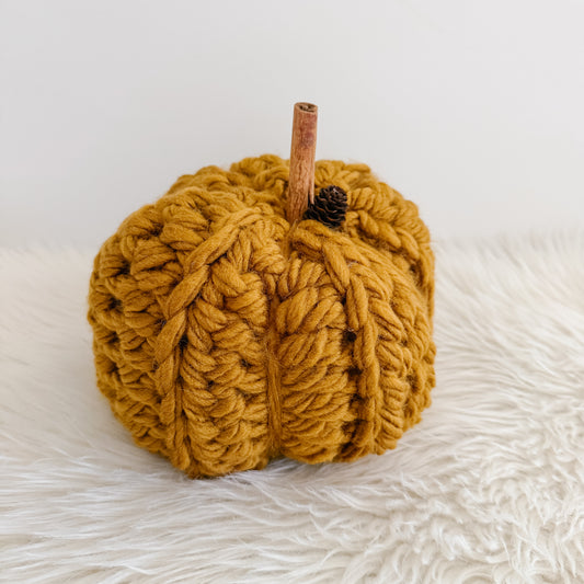 Pumpkin | Super Chunky Crochet Fall Decor | Gold or Earthy Brown