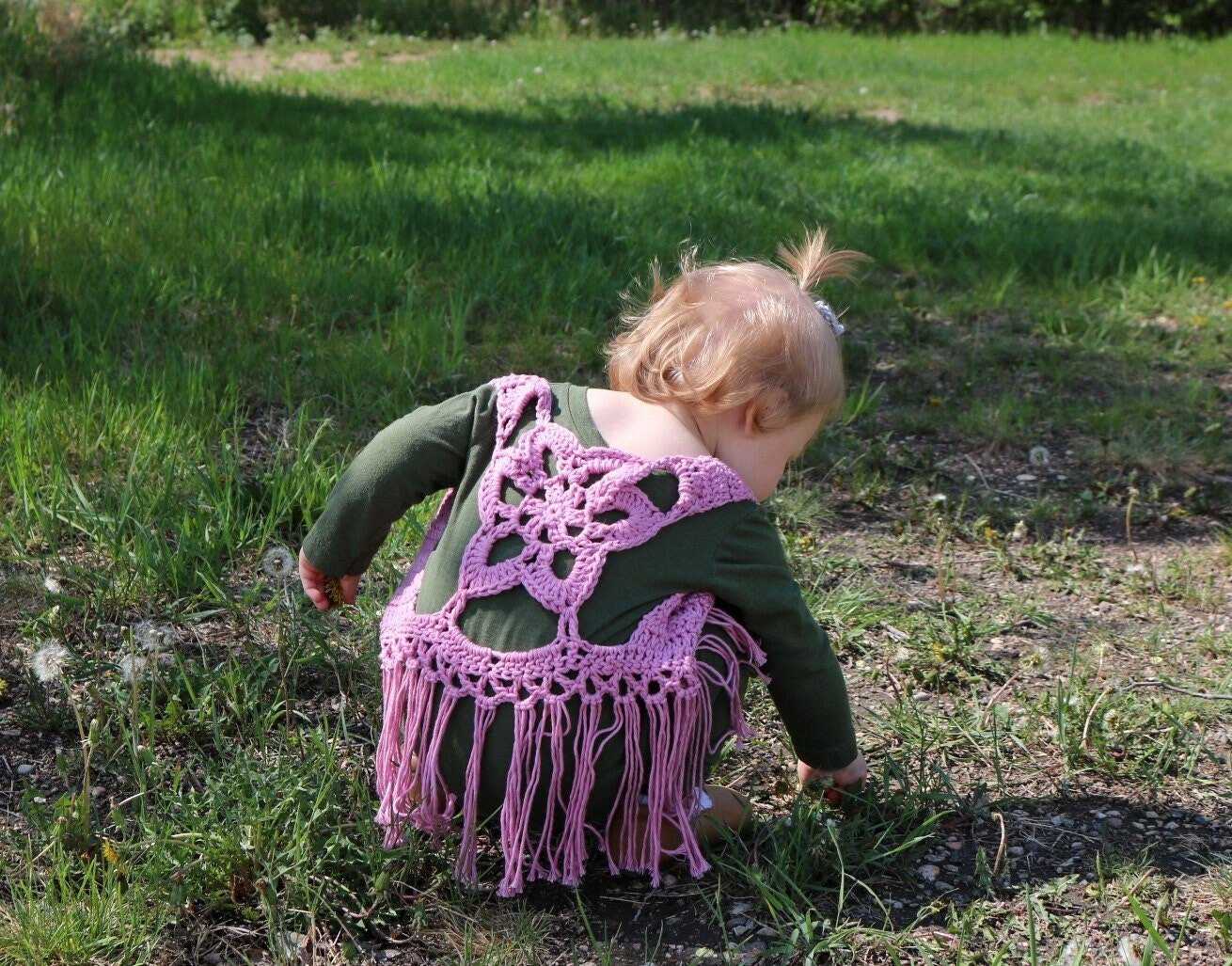 Delilah - Crochet Fringe Vest | Dove Grey | Cotton Boho Flower Apparel 56 $ Buttons & Beans Co.