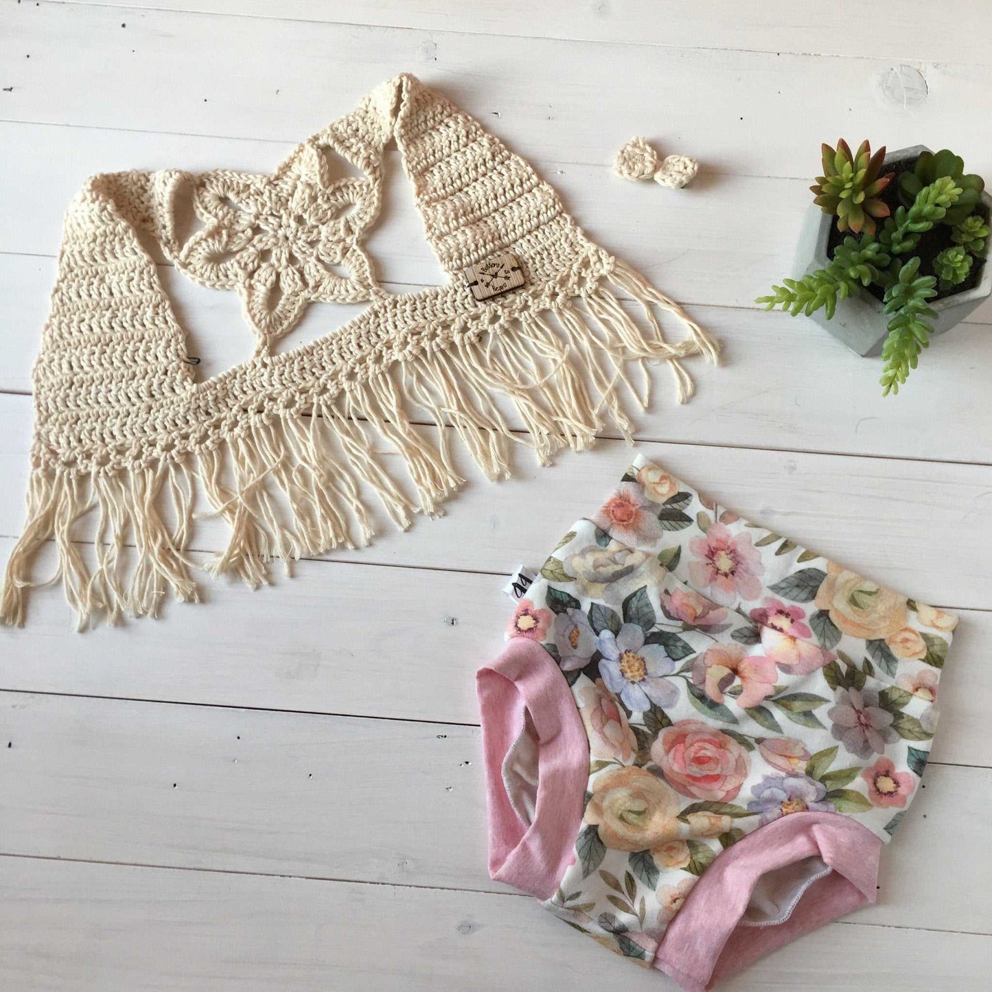 Delilah - Crochet Fringe Vest | Dove Grey | Cotton Boho Flower Apparel 56 $ Buttons & Beans Co.