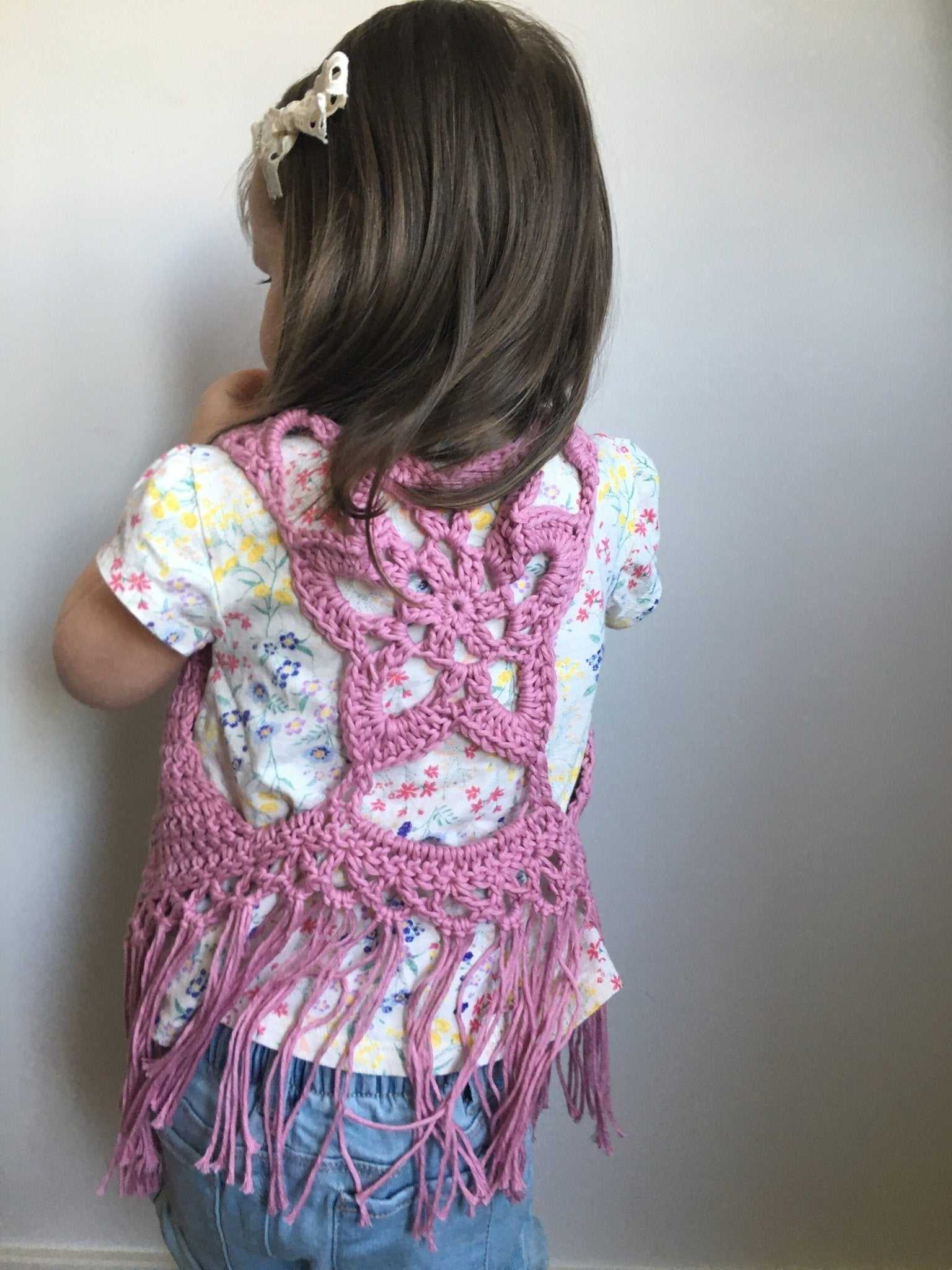 Delilah - Crochet Fringe Vest | Dove Grey | Cotton Boho Flower Apparel 56 $ Buttons & Beans Co.