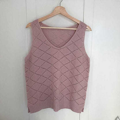 Diamond Knit Tank Top Vest, Wide Strap V Neck Sweater Tank Shirt Top Women > Tops > Tank Tops 9 $ Buttons & Beans Co.