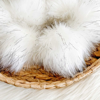Dire Wolf Luxury Faux Fur Pompom | White Tie, Button or Snap Pom pom Pom Poms 7 $ Buttons & Beans Co.
