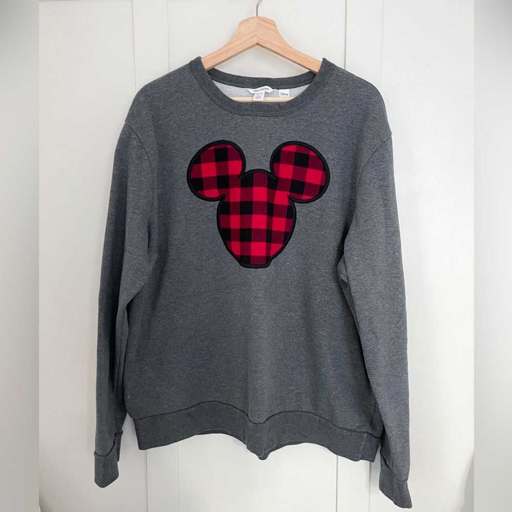 Disney x Joe Fresh Grey Plaid Mickey Mouse Sweatshirt, Sweater, Christmas Women > Sweaters > Crew & Scoop Necks 31 $ Buttons & Beans Co.