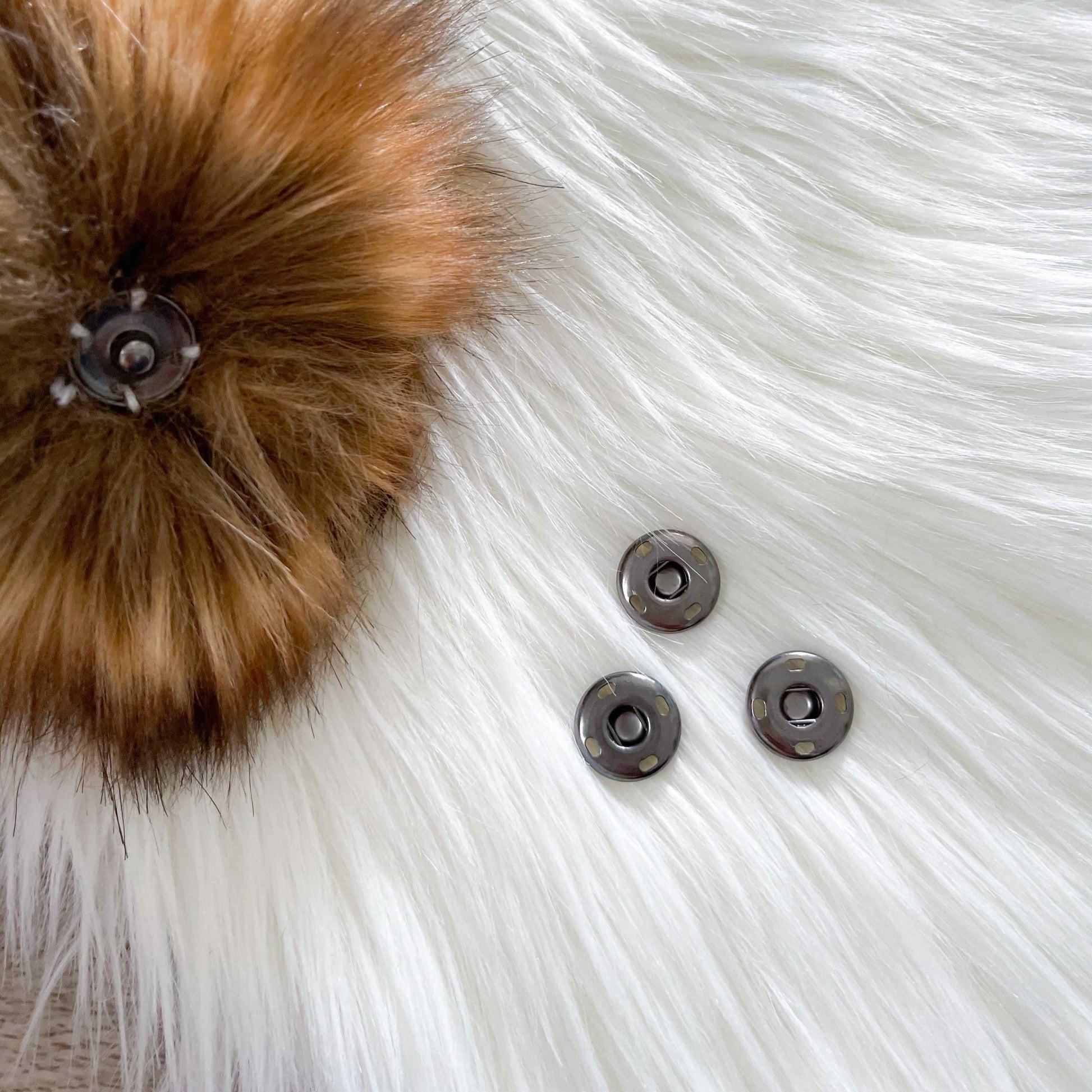 Ebony Black Faux Fur Pompom | Snap, Tie or Button on Pom Pom Pom Poms 5 $ Buttons & Beans Co.