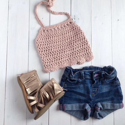 Ella - Orchid Pink Crochet Crop Top | Cotton Apparel 25 $ Buttons & Beans Co.