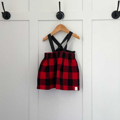 Emma and April Suspender Skirt, Plaid Skirt, Toddler, Baby, Xmas Christmas, Red Kids > Bottoms > Skirts 13 $ Buttons & Beans Co.