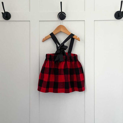 Emma and April Suspender Skirt, Plaid Skirt, Toddler, Baby, Xmas Christmas, Red Kids > Bottoms > Skirts 13 $ Buttons & Beans Co.