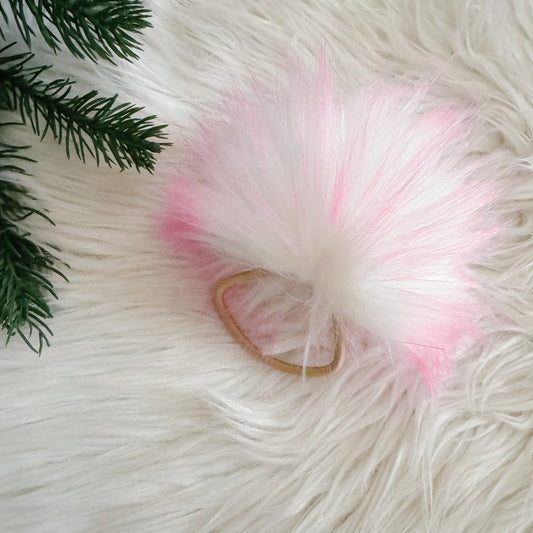 Faux Fur Pompom Hair Tie | Bubblegum Pink