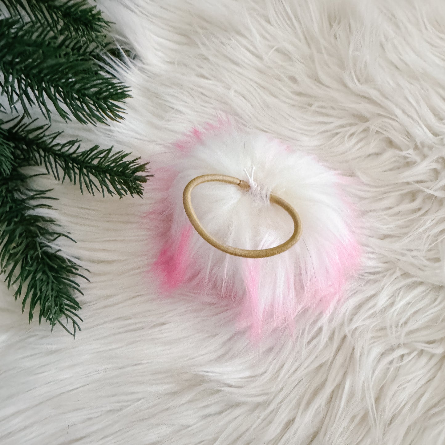 Faux Fur Pompom Hair Tie | Bubblegum Pink