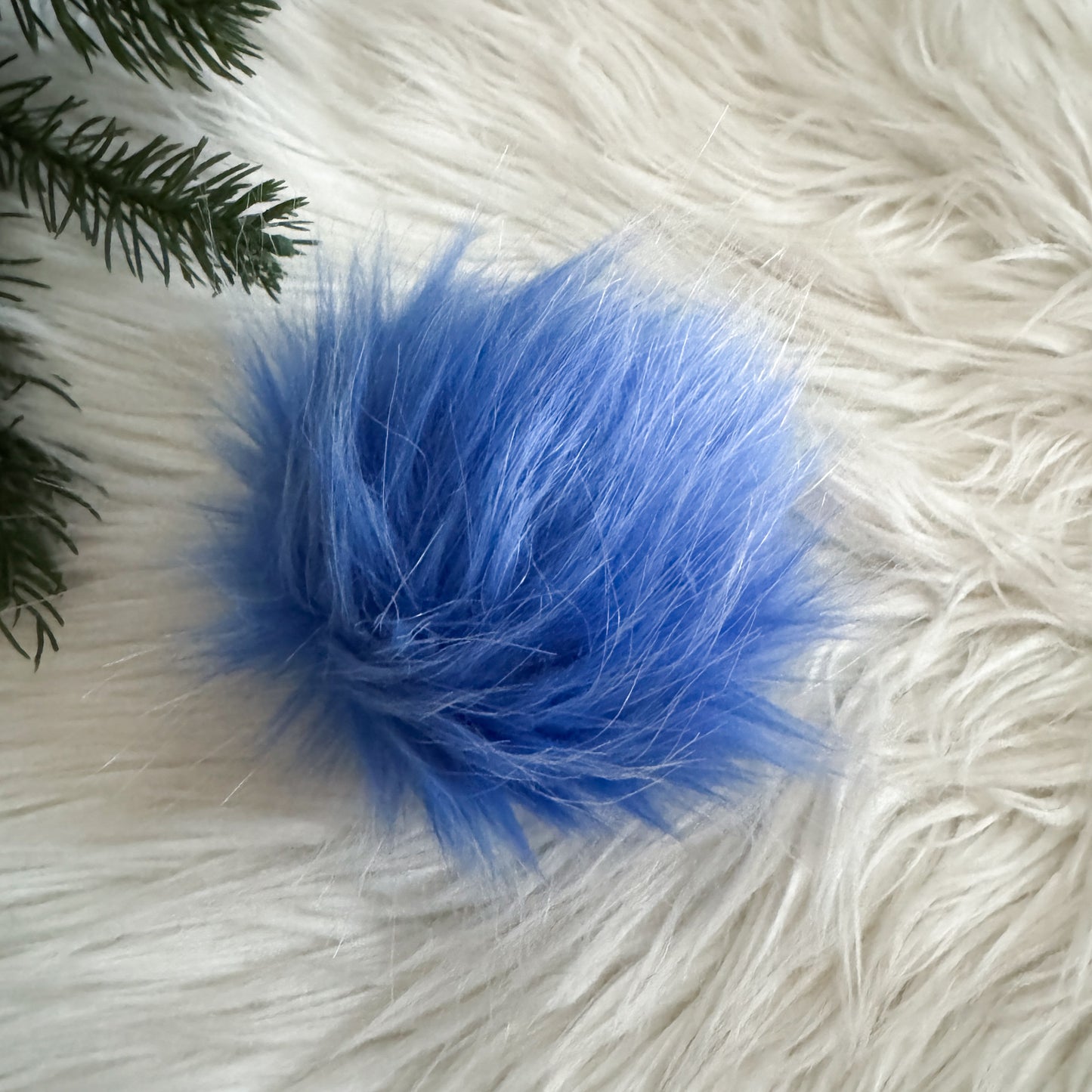 Faux Fur Pompom Hair Tie | Winterfell Icy Blue