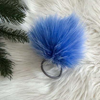 Faux Fur Pompom Hair Tie | Winterfell Icy Blue