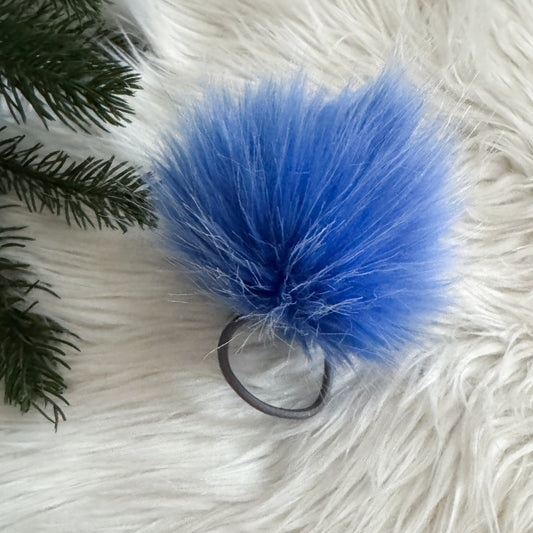 Faux Fur Pompom Hair Tie | Winterfell Icy Blue