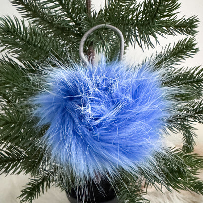 Faux Fur Pompom Hair Tie | Winterfell Icy Blue