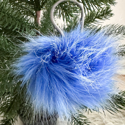 Faux Fur Pompom Hair Tie | Winterfell Icy Blue