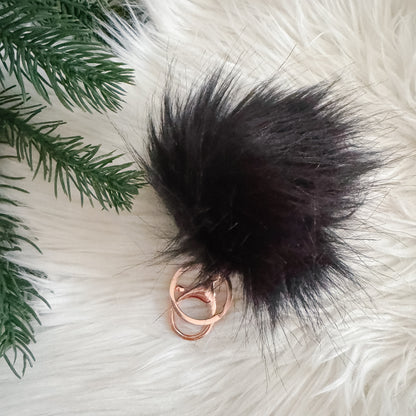 Faux Fur Pompom Keychain | Panther Black