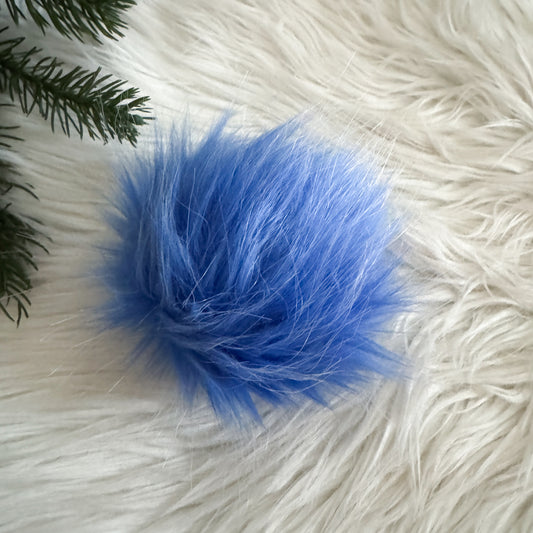 Faux Fur Pompom Keychain | Winterfell Icy Blue