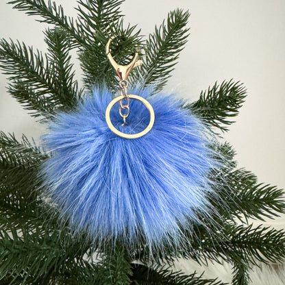Faux Fur Pompom Keychain | Winterfell Icy Blue
