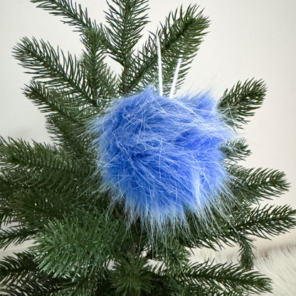 Faux Fur Pom Pom Christmas Ornament | Winterfell Blue