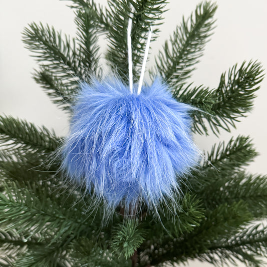 Faux Fur Pom Pom Christmas Ornament | Winterfell Blue