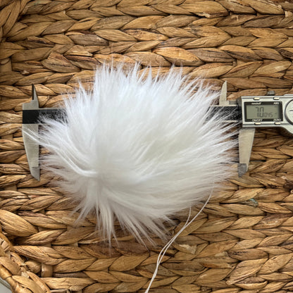 Tundra Faux Fur Pompom | White, Snap, Tie or Button on Pom Pom