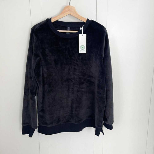 GAIAM Velour, Black Lux Faux-Fur Lounge Pullover Crew Neck Sweater Women's Women > Tops > Sweatshirts & Hoodies 22 $ Buttons & Beans Co.