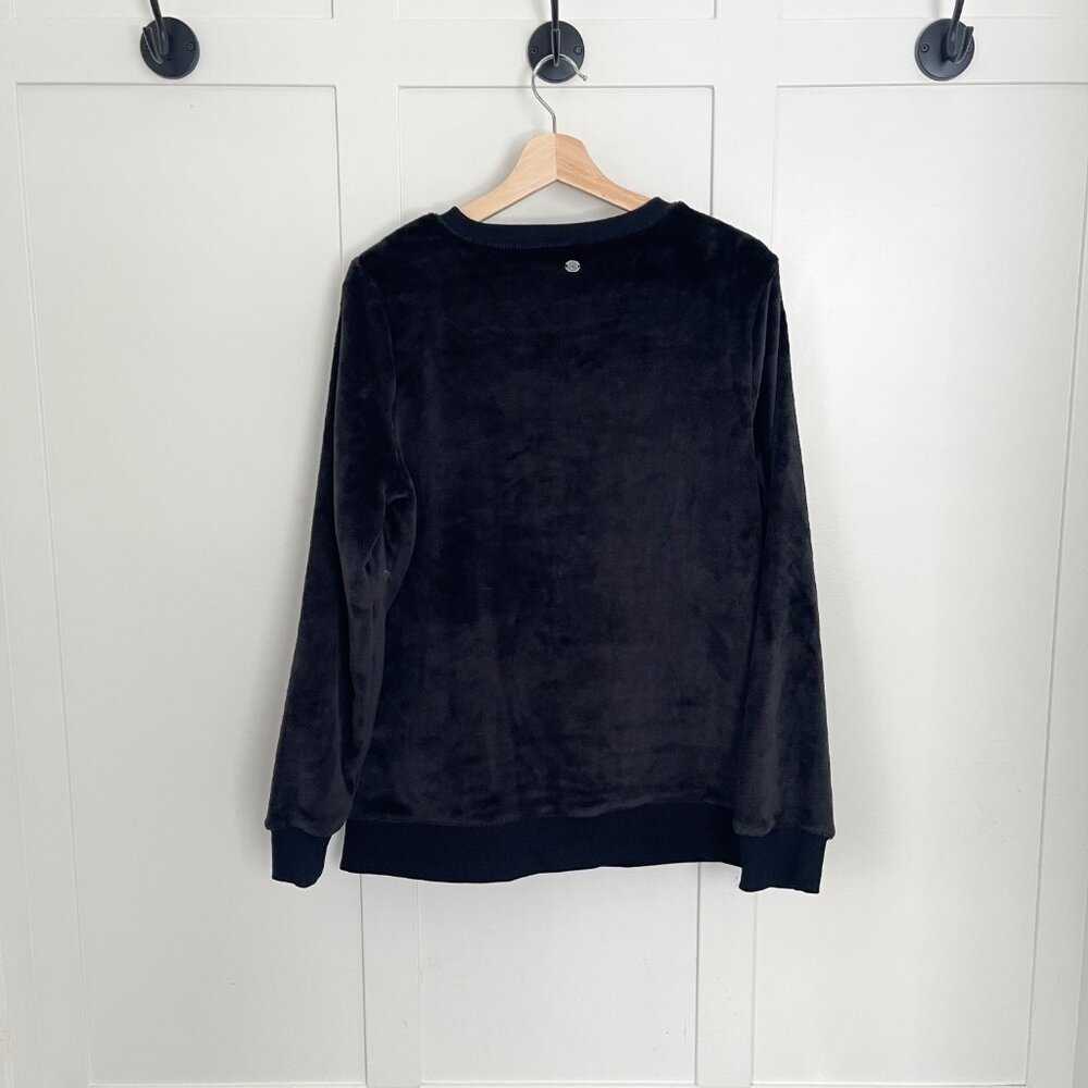 GAIAM Velour, Black Lux Faux-Fur Lounge Pullover Crew Neck Sweater Women's Women > Tops > Sweatshirts & Hoodies 22 $ Buttons & Beans Co.