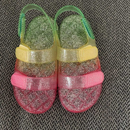 Girls Gap Flip Flop sandals, Shoes, Summer, Glitter Jelly Rainbow Velcro Strap Kids > Shoes > Sandals & Flip Flops 15 $ Buttons & Beans Co.