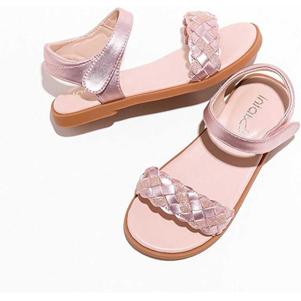 Girls Open Toe Glitter Braided Princess Flat Sandals Summer Dress Shoes Kids > Shoes > Sandals & Flip Flops 35 $ Buttons & Beans Co.