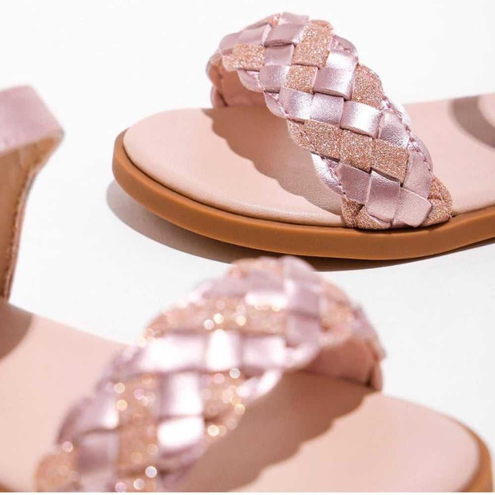 Girls Open Toe Glitter Braided Princess Flat Sandals Summer Dress Shoes Kids > Shoes > Sandals & Flip Flops 35 $ Buttons & Beans Co.