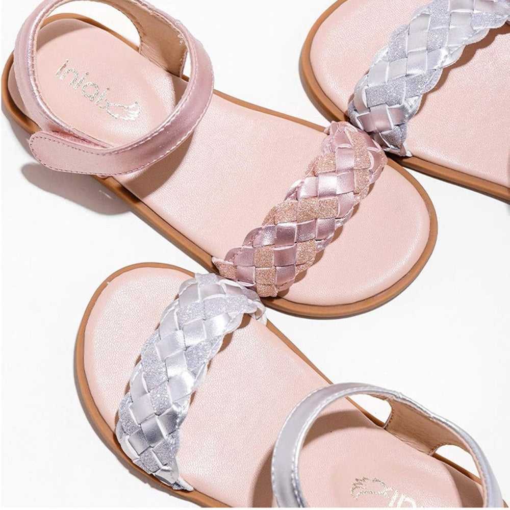 Girls Open Toe Glitter Braided Princess Flat Sandals Summer Dress Shoes Kids > Shoes > Sandals & Flip Flops 35 $ Buttons & Beans Co.