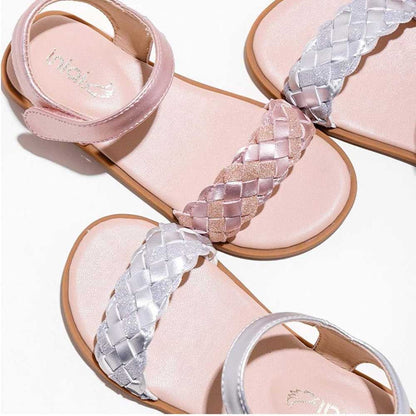 Girls Open Toe Glitter Braided Princess Flat Sandals Summer Dress Shoes Kids > Shoes > Sandals & Flip Flops 35 $ Buttons & Beans Co.