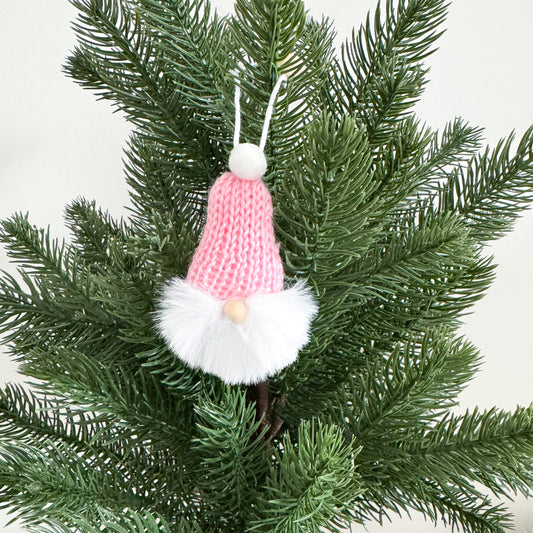 Gnome Christmas Mini Knitted Toque Ornament Baby Pink