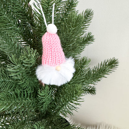 Gnome Christmas Mini Knitted Toque Ornament Baby Pink
