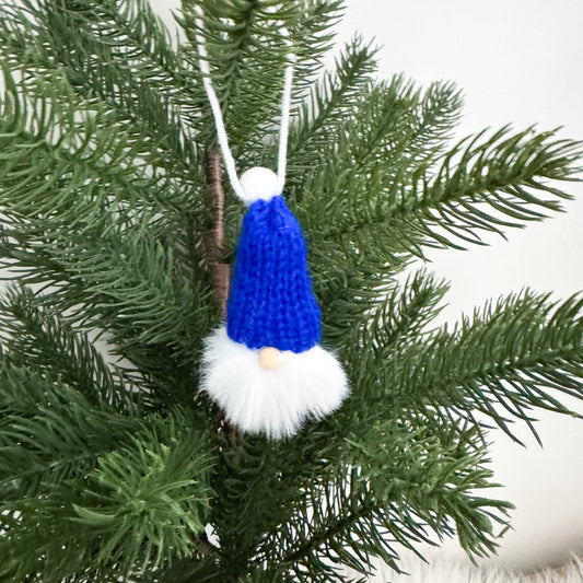 Gnome Christmas Mini Knitted Toque Ornament Royal Blue