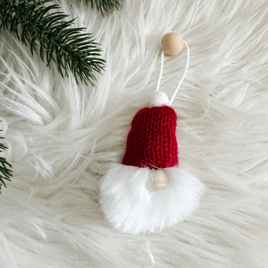 Gnome Christmas Mini Knitted Toque Ornament Burgundy