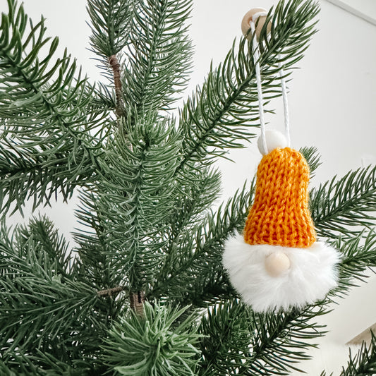 Gnome Christmas Mini Knitted Toque Ornament Gold