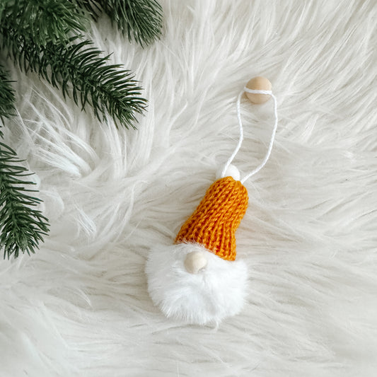 Gnome Christmas Mini Knitted Toque Ornament Gold