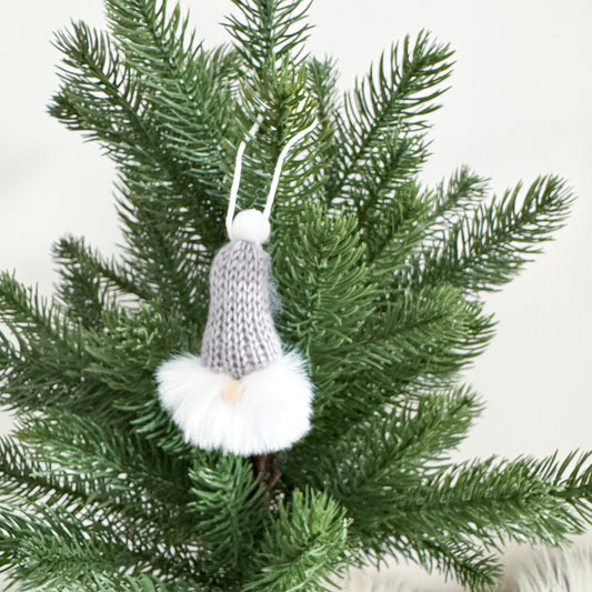 Gnome Christmas Mini Knitted Toque Ornament Grey