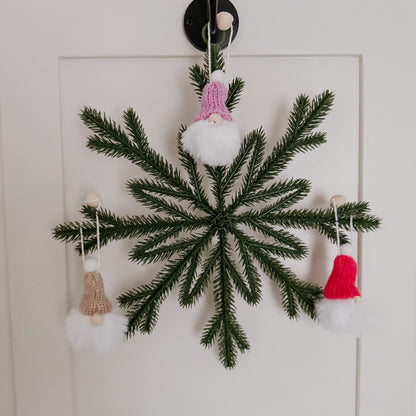 Gnome Christmas Mini Knitted Toque Ornament Baby Pink